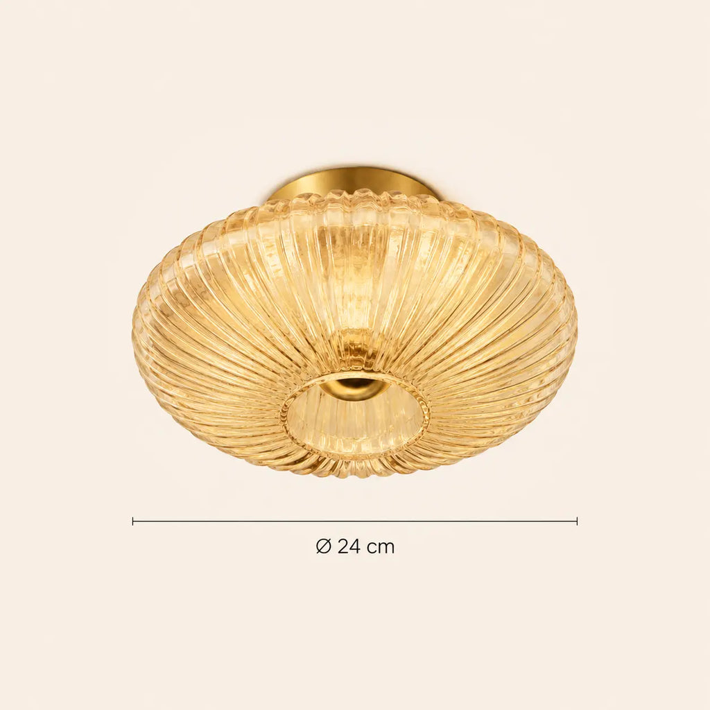 Abmessung der gerippten Glas-Wandleuchte: Ø 24 cm