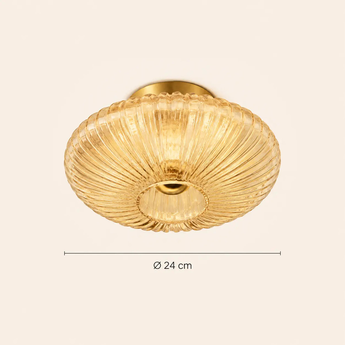 Abmessung der gerippten Glas-Wandleuchte: Ø 24 cm
