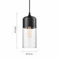 Schwarze Glas-Pendelleuchte Form 1 mit 33,5 cm Höhe und 13 cm Durchmesser