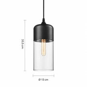 Schwarze Glas-Pendelleuchte Form 1 mit 33,5 cm Höhe und 13 cm Durchmesser