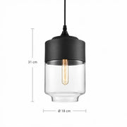 Schwarze Glas-Pendelleuchte Form 2 mit 31 cm Höhe und 18 cm Durchmesser