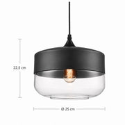 Schwarze Glas-Pendelleuchte Form 4 mit 22,5 cm Höhe und 25 cm Durchmesser
