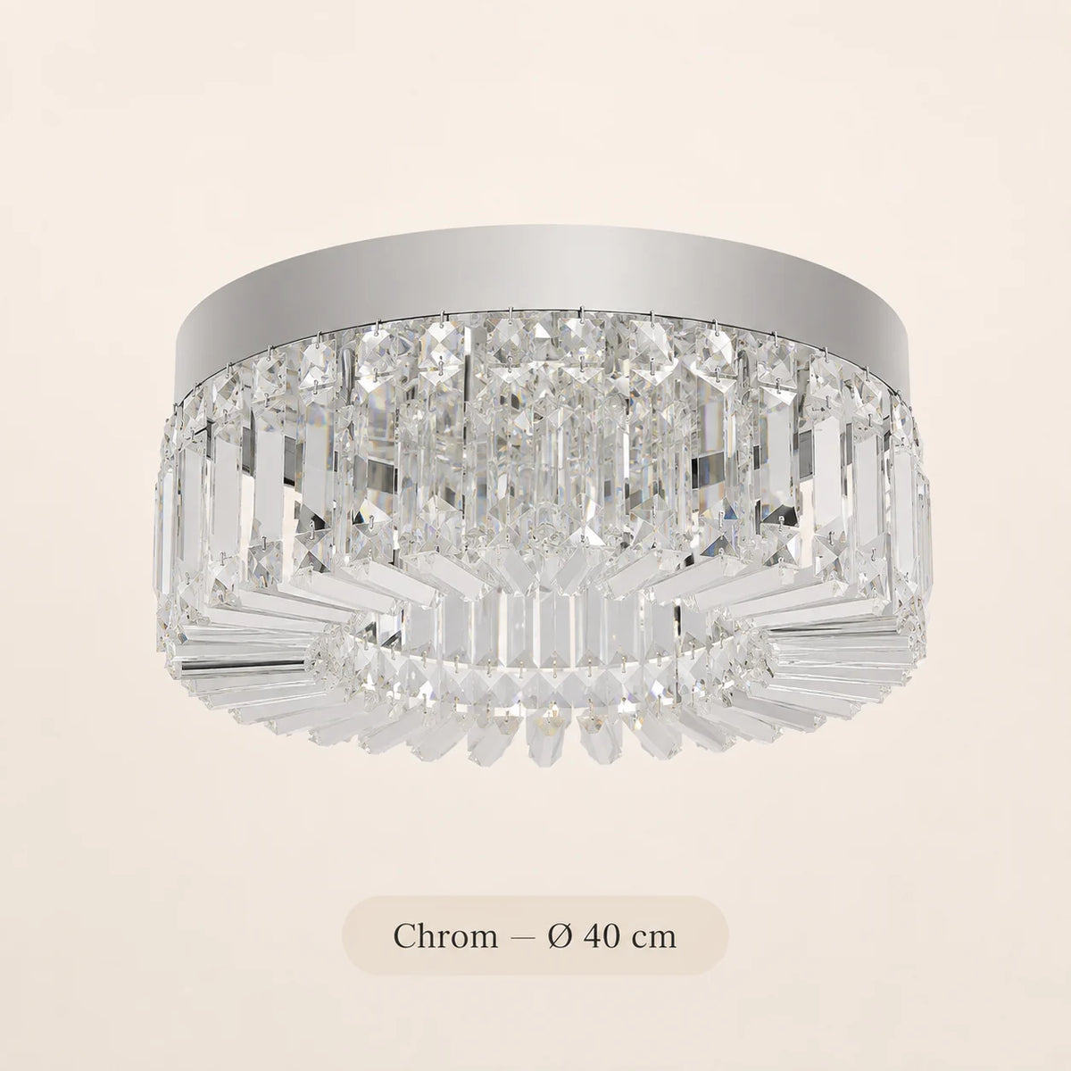 Chromfarbene Kristall-Deckenleuchte mit Ø40 cm