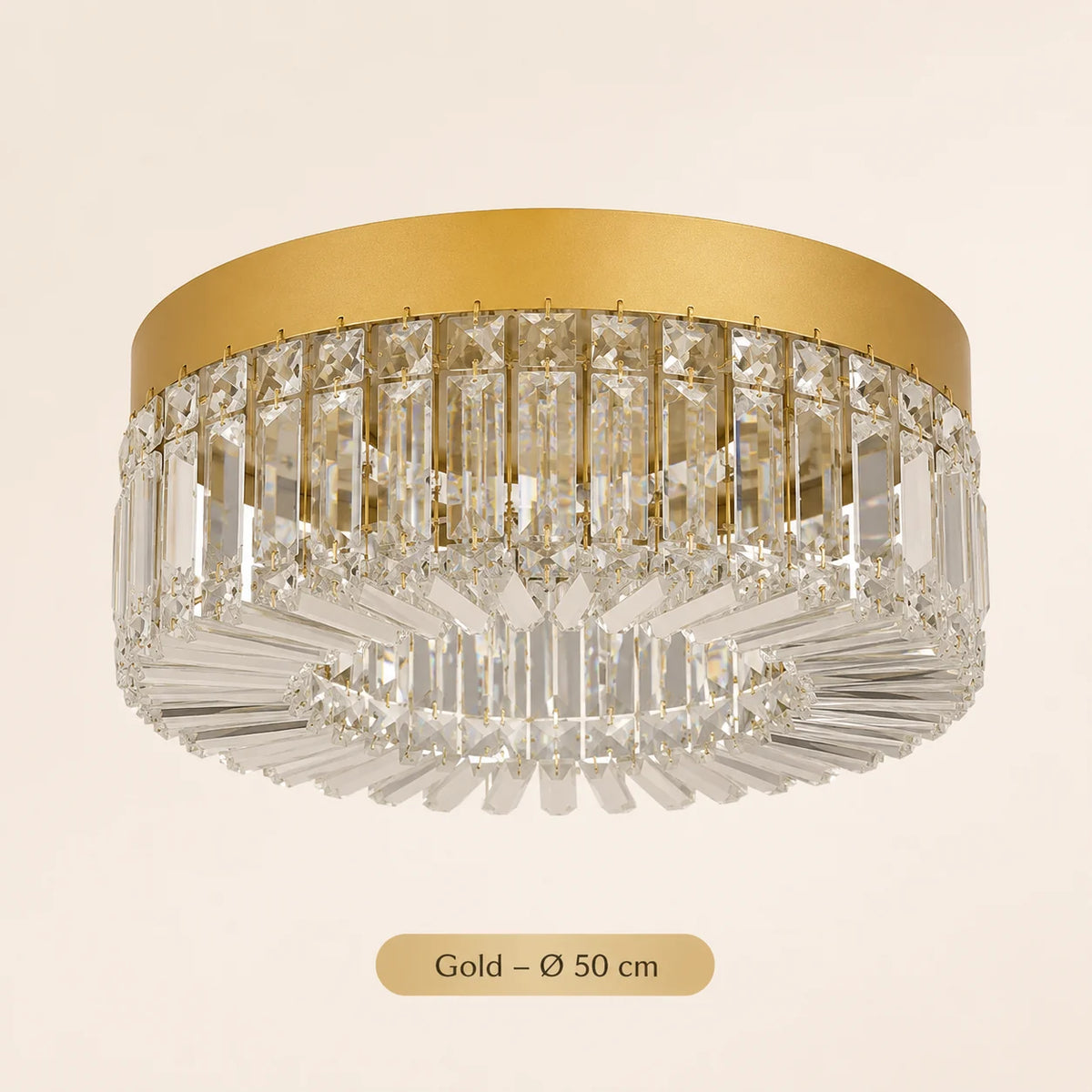 Goldene Kristall-Deckenleuchte mit Ø50 cm