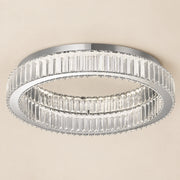 Silberne Kristall-Deckenleuchte im runden Ringdesign