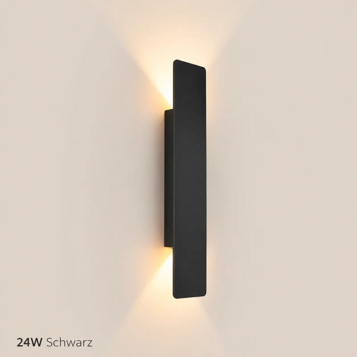 Schwarze LED-Außenwandleuchte, 24 W, mit Licht nach oben und unten