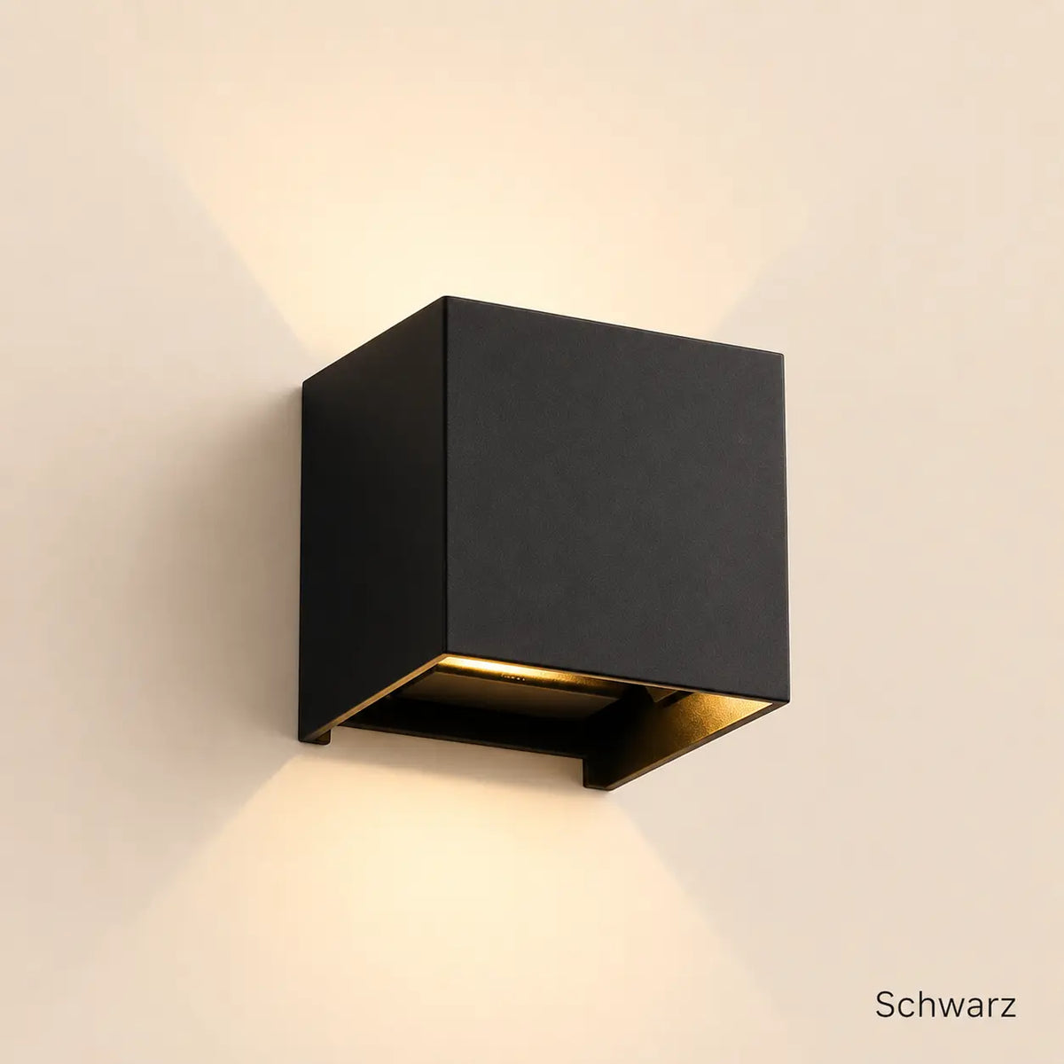 Detailansicht der schwarzen LED-Außenwandleuchte aus Aluminium