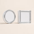 Moderne LED-Wandleuchte in runder und eckiger Form auf hellem Hintergrund