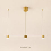 Lineare LED-Pendelleuchte in Gold mit drei Leuchten