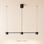 Lineare LED-Pendelleuchte in Schwarz mit drei Leuchten