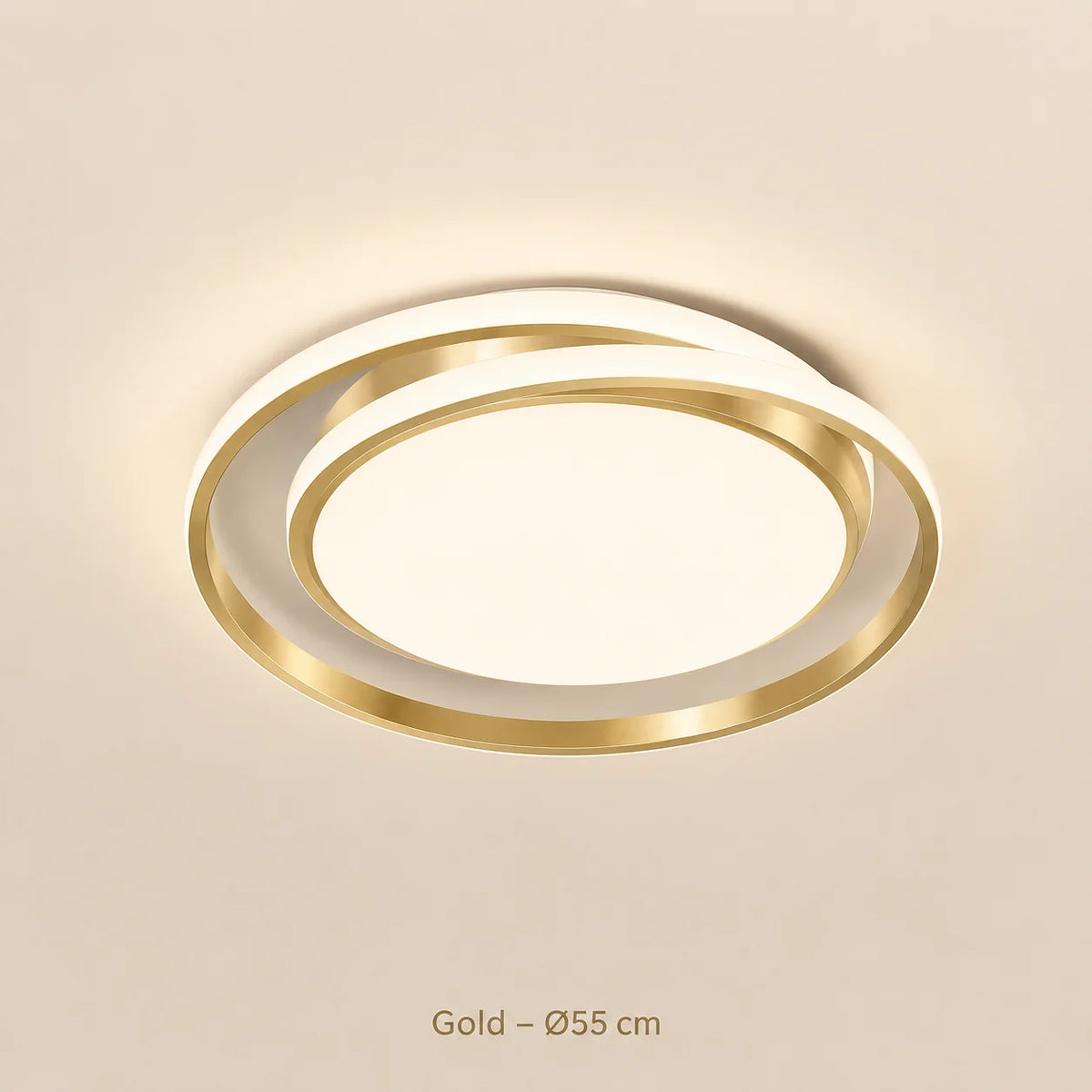 Goldene LED-Deckenleuchte mit Ringdesign, Durchmesser 55 cm