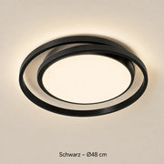 Schwarze LED-Deckenleuchte mit Ringdesign, Durchmesser 48 cm