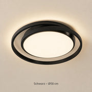 Schwarze LED-Deckenleuchte mit Ringdesign, Durchmesser 58 cm