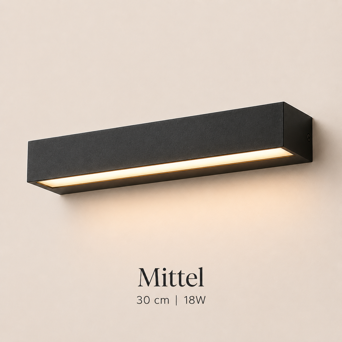 Schwarze LED-Außenwandleuchte in 30 cm Länge