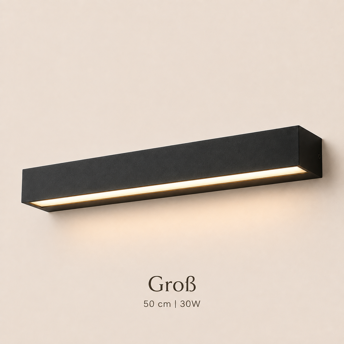 Schwarze LED-Außenwandleuchte in 50 cm Länge
