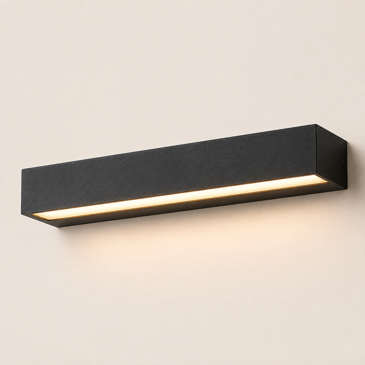 Detailansicht der schwarzen LED-Außenwandleuchte aus Aluminium